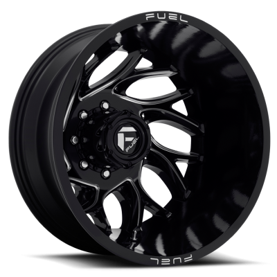 Dually Wheels 20X8.25 Runner Dually D741 8 On 210 Gloss Black Milled 154.3 Bore -246 Offset 8 Spoke Outer Dually Fuel Off Road Wheels