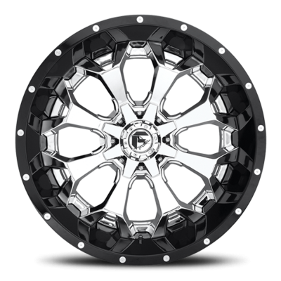 Aluminum Wheels 20X10 Assault D246 8 On 165.1 Chrome/Gloss Black Lip 125.1 Bore -18 Offset 8 Spoke Fuel Off Road Wheels