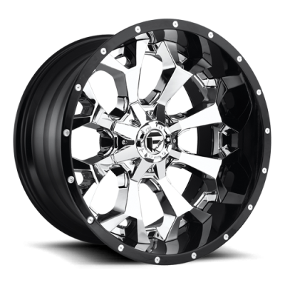 Aluminum Wheels 22X10 Assault D246 8 On 165.1 Chrome/Gloss Black Lip 125.1 Bore -13 Offset 8 Spoke Fuel Off Road Wheels