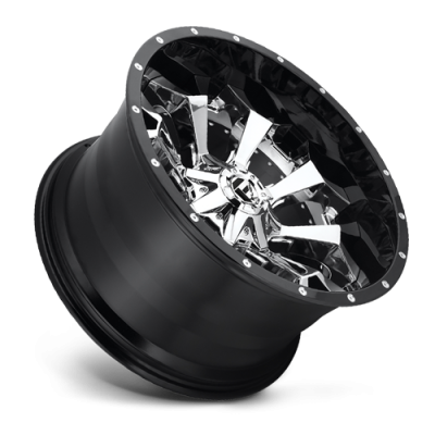 Aluminum Wheels 22X10 Assault D246 8 On 165.1 Chrome/Gloss Black Lip 125.1 Bore -13 Offset 8 Spoke Fuel Off Road Wheels