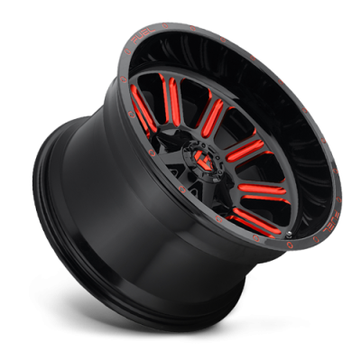 Aluminum Wheels 20X10 Hardline D621 8 On 165.1 Gloss Black/Candy Red 125.2 Bore -18 Offset Fuel Off Road Wheels