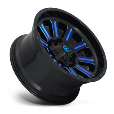 Aluminum Wheels 20X9 Hardline D646 8 On 165.1 Gloss Black/Candy Blue 125.2 Bore 1 Offset Fuel Off Road Wheels