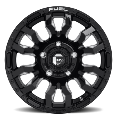 Aluminum Wheels 20X9 Blitz D673 5 On 150 Gloss Black Milled 110.1 Bore 20 Offset Multi Spoke 37 Lbs Fuel Off Road Wheels