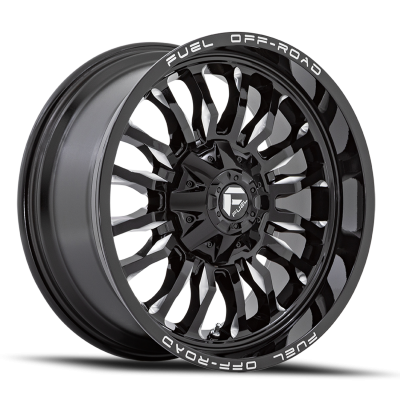 Aluminum Wheels 20X9 Arc D795 8 On 165.1 Gloss Black Milled 125.1 Bore 1 Offset Fuel Off Road Wheels