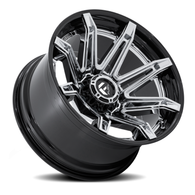 Aluminum Wheels 22X10 Brawl FC401PB 8 On 180 Chrome/Gloss Black Lip 124.2 Bore -18 Offset Fuel Off Road Wheels