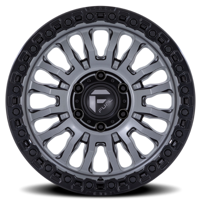 Aluminum Wheels 18X9 Rincon SBL FC857AB 8 On 180 Matte Gunmetal Gray Matte Black Lip 124.2 Bore -12 Offset Fuel Off Road Wheels