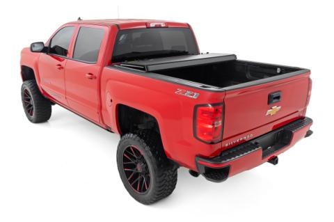 Hard Tri-Fold Flip Up Bed Cover 5 Foot 9 Inch Bed Silverado/Sierra 1500 (14-18 &amp; Classic) Rough Country