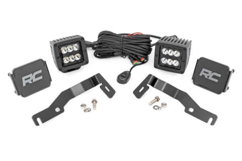 LED Light Kit Ditch Mount 2 Inch Black Pair Spot Toyota Tacoma (24-26) Rough Country