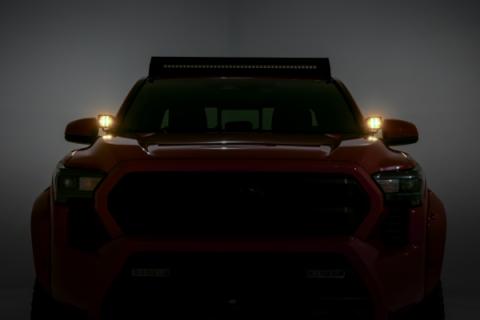 LED Light Kit Ditch Mount Black Series Round 3.5 Inch Amber DRL Toyota Tacoma (24-26) Rough Country