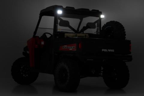 LED Light RR Cage Mount 2 Inch Chrome Pair Wide Angle Polaris Ranger 1000/Ranger XP 900/1000 Rough Country