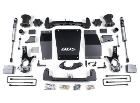 14-18 Chevrolet Silverado 1500 - GMC Sierra 1500 4WD 6.5 Inch Suspension Lift Kit (Aluminum / Stamped Steel), 4 Inch Rear Lift, Block, Fox 2.0 IFP Performance Series Shocks BDS Suspension