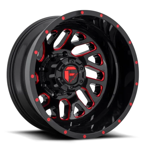 Dually Wheels 20X8.25 Triton Dually D656 8 On 210 Gloss Black Red Tinted Clear 154.3 Bore -221 Offset Mesh Spoke Outer Dually Fuel Off Road Wheels