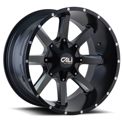 Cast Aluminum Wheels Busted 9100 SB 20x12 Milled Spokes Satin Black 8 On 165.1/8 On170 Bolt Pattern -44 Offset Cali Offroad Wheels