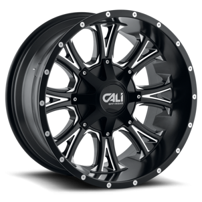 Cast Aluminum Wheels Americana 9101 SB 20x10 Milled Spokes Satin Black 8 On 165.1/8 On170 Bolt Pattern -25 Offset Cali Offroad Wheels