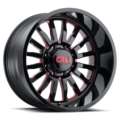 Cast Aluminum Wheels Summit 9110 GB-RD 20x12 Red Milled Spokes Gloss Black 8 On 170 Bolt Pattern -51 Offset Cali Offroad Wheels