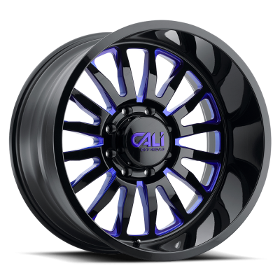 Cast Aluminum Wheels Summit 9110 GB-BL 20x12 Blue Milled Spokes Gloss Black 8 On 180 Bolt Pattern -51 Offset Cali Offroad Wheels
