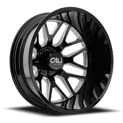 Dually Wheels Invader Dually 9115D GB-M 22x8.25 Milled Spokes Gloss Black 8 On 165.1 Bolt Pattern -232 Offset Cali Offroad Wheels