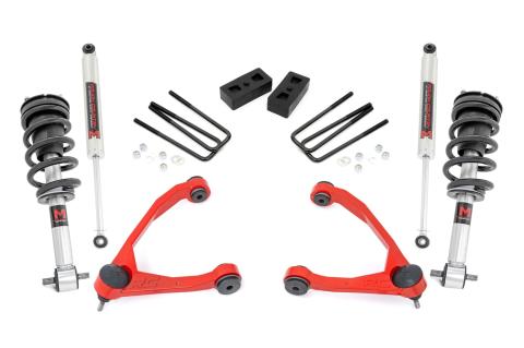3.5 Inch Lift Kit Cast Steel M1 Strut - Red Silverado/Sierra 1500 (14-16) Rough Country