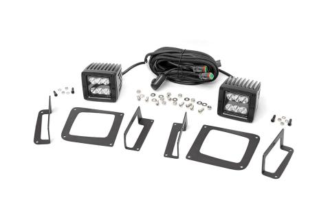 2 Inch Cree LED Fog Light Kit Black Series 14-15 Sierra 1500 Rough Country