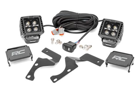 Toyota 4Runner 2 Inch LED Lower Windshield Ditch Kit Black Series w/Cool White DRL For 14-Pres 4Runner Rough Country