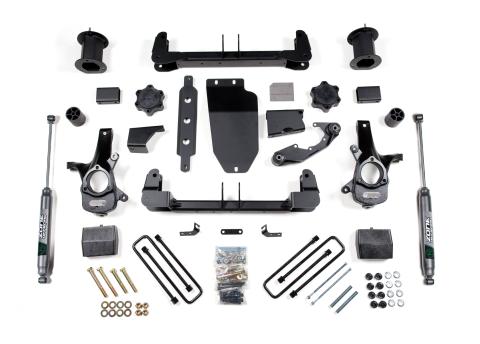 14-18 Chevrolet Silverado 1500 - GMC Sierra 1500 4WD 6 Inch Suspension Lift Kit (Cast Aluminum/Stamped Steel Arms), 4 Inch Rear Lift, Block - Nitro Loaded Struts, Nitro Shocks Zone Offroad
