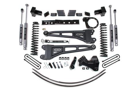 6 Inch Lift Kit w/ Radius Arm Ford F250/F350 Super Duty 17-19 4WD Diesel 5 Inch Block 2 Leaf Main NX2 Nitro Shocks