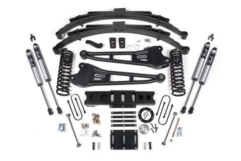 13-18 Ram 3500 4WD (Diesel) 6 Inch Radius Arm Suspension Lift Kit, 8-Bolt Indexing Ring, 4.5 Inch Rear Lift, Leaf Spring - Fox 2.5 Performance Elite Series Shocks BDS Suspension