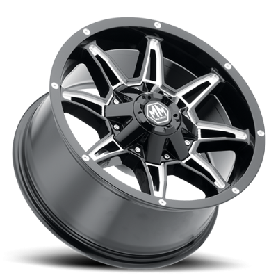 Mayhem Offroad Wheels Rampage 8090 BK 22x9.5 Milled Spokes Black -6 Off Set 5 Lug 5.01 BSM 110 Bore Cast Aluminum