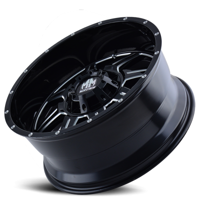 Mayhem Offroad Wheels Monstir 8100 GB 20x10 Milled Spokes Black -12 Off Set 5 Lug 5.03 BSM 110 Bore Cast Aluminum