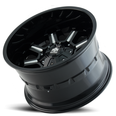 Mayhem Offroad Wheels Combat 8105 GB 18x9 Milled Spokes Gloss Black -12 Off Set 5 Lug 4.53 BSM 110 Bore Cast Aluminum