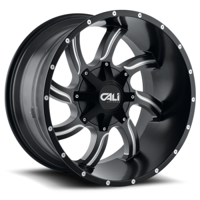 Cast Aluminum Wheels Twisted 9102 SB 20x12 Milled Spokes Satin Black 6 On 135/6 On139.7 Bolt Pattern -47 Offset Cali Offroad Wheels