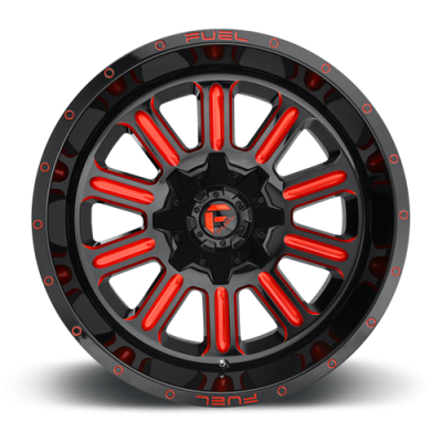 Aluminum Wheels 20X10 Hardline D621 8 On 165.1 Gloss Black/Candy Red 125.2 Bore -18 Offset Fuel Off Road Wheels