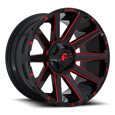 Aluminum Wheels 20X10 Contra D643 5 On 114.3/5 On 127 Gloss Red/Milled 78.1 Bore -18 Offset Multi Spoke Fuel Off Road Wheels