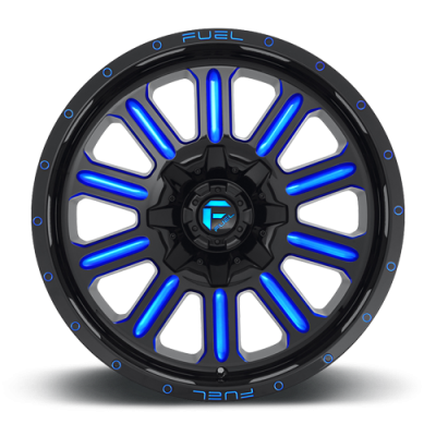 Aluminum Wheels 18X9 Hardline D646 6 On 135/6 On 139.7 Gloss Black/Candy Blue 106.1 Bore 2 Offset Fuel Off Road Wheels