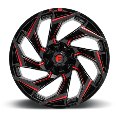 Aluminum Wheels 15X8 Reaction D755 5 On 139.7 Gloss Black Milled Red Tint 108 Bore -12 Offset Fuel Off Road Wheels