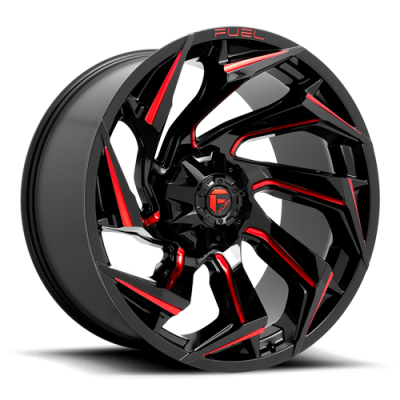Aluminum Wheels 24X12 Reaction D755 8 On 165.1 Gloss Black Milled Red Tint 125.2 Bore -44 Offset Fuel Off Road Wheels