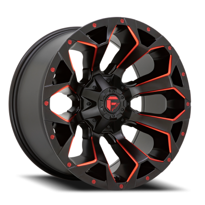 Aluminum Wheels 18X9 Assault D787 8 On 165.1 Matte Black Milled Red Tint 125.1 Bore 1 Offset Fuel Off Road Wheels