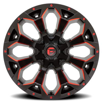 Aluminum Wheels 18X9 Assault D787 8 On 165.1 Matte Black Milled Red Tint 125.1 Bore 1 Offset Fuel Off Road Wheels