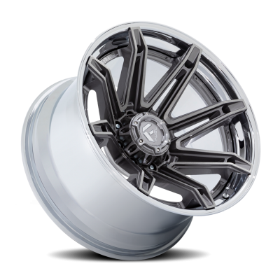 Aluminum Wheels 24X12 Brawl FC401AP 8 On 180 Platinum Silver Chrome Lip 124.2 Bore -44 Offset Fuel Off Road Wheels