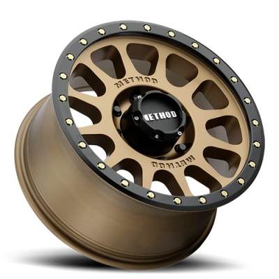 Aluminum Wheels 18x9 NV MR305 Bolt Pattern 6 On 139.7 Offset -12 Lip Size 1.46 Method Bronze BRZ Black Street Loc Method