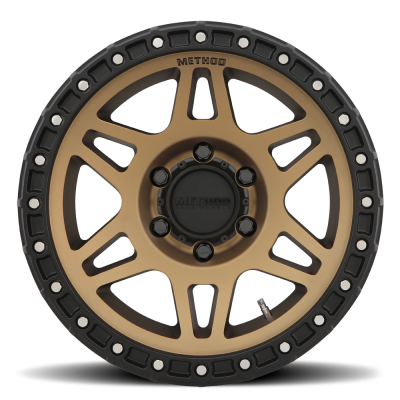 Aluminum Wheels 17x9 MR312 Bolt Pattern 6 On 139.7 Offset -12 Lip Size 0.91 Method Bronze BRZ Matte Black Lip Method