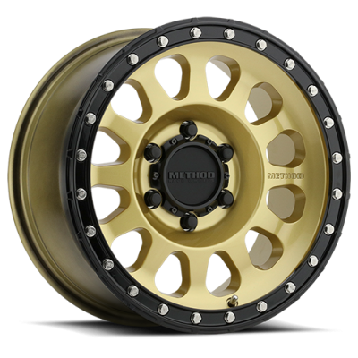Aluminum Wheels 17x8.5 MR315 Bolt Pattern 6 On 139.7 Offset 0 Lip Size 1.65 Gold GD Black Street Loc Method