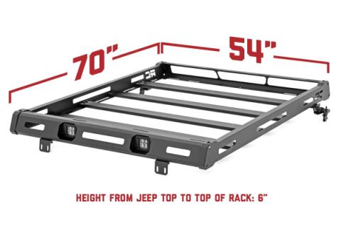 Jeep Roof Rack System w/Black-Series LED Lights 07-18 Wrangler JK Rough Country