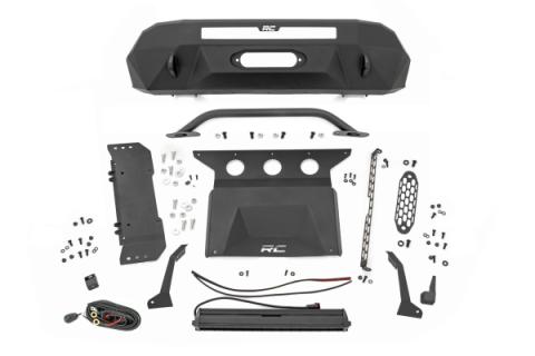 Front Bumper Hybrid Winch Mount Only with 20 Inch DRL LED Light Bar 16-22 Toyota Tacoma Rough Country