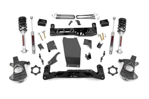 5 Inch Suspension Lift Kit w/N3 Shocks &amp; Struts 14-18 Silverado/Sierra 1500 4WD Aluminum/Stamped Steel Rough Country