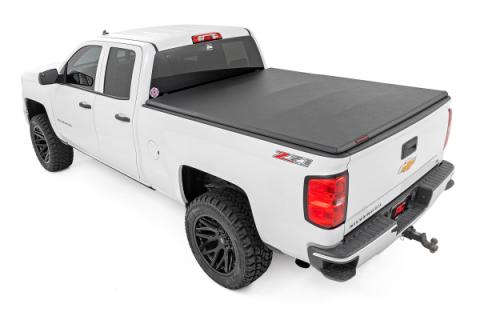 Soft Tri-Fold Bed Cover 6 Foot 7 Inch Bed Silverado/Sierra 1500/2500HD/3500HD (14-19 &amp; Classic) Rough Country