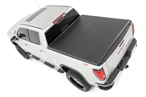 Soft Tri-Fold Bed Cover 5 Foot 10 Inch Bed Chevy/GMC Sierra 1500 (19-26)/Silverado 1500 (19-26) Rough Country