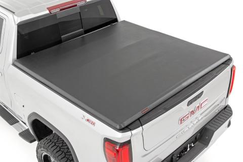 Soft Tri-Fold Bed Cover 6 Foot 7 Inch Bed Chevy/GMC Sierra 1500 (19-26)/Silverado 1500 (19-26) Rough Country