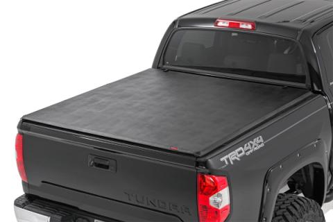 Soft Tri-Fold Bed Cover With &amp; W/O OE Rails 6 Foot 7 Inch Bed Toyota Tundra (07-21) Rough Country