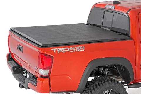 Soft Tri-Fold Bed Cover 5 Foot Bed Dbl Cab Toyota Tacoma 2WD/4WD (16-23) Rough Country